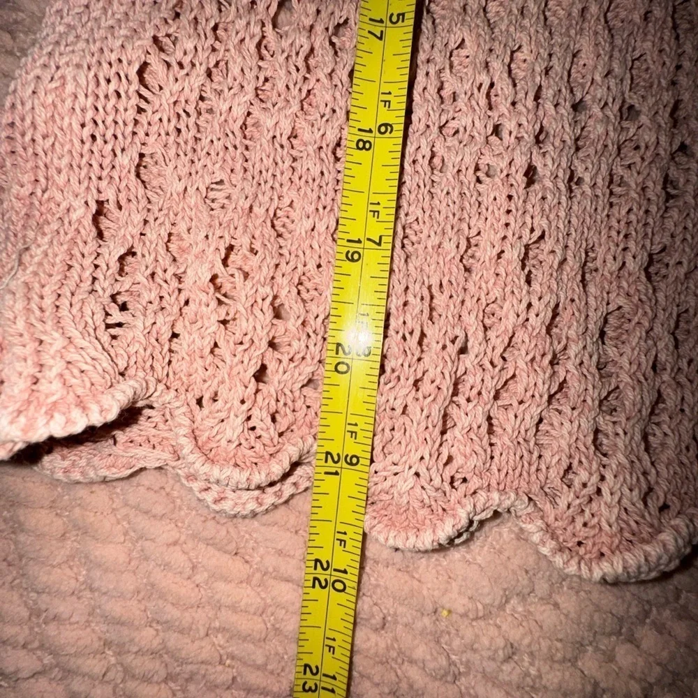 Free People Pointelle Knit Collared Sweater, Mauve Rose, Size M